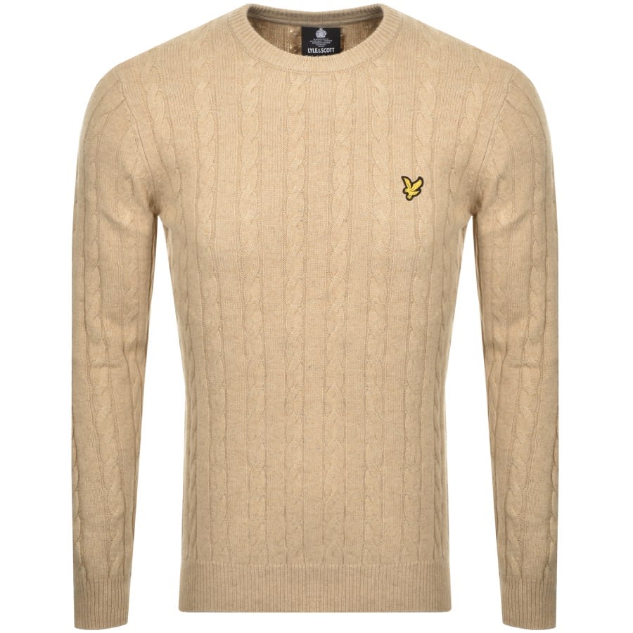 Alternative Image for ProductLyle And Scott Crew Neck Cable Knit Jumper Beige1